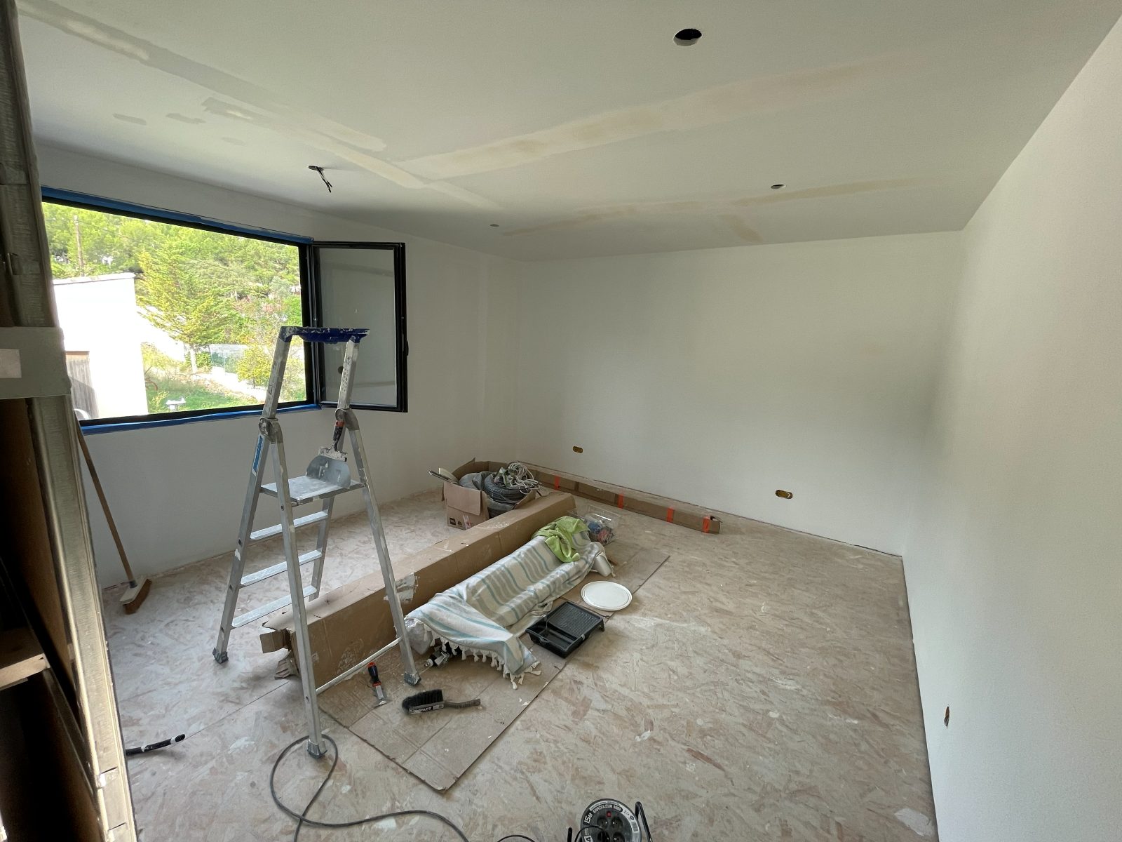 Étape chantier : plâtrerie, joints terminés